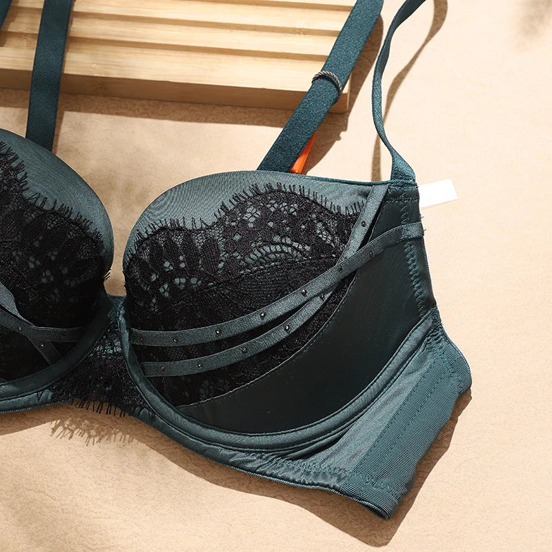 Plus Size Push Up Bra for Women,Lace Bras with Underwire Cups,Comfort Padded T-Shirt Bra Add One Cup 2024 FW6048