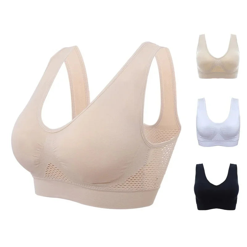 Breathable Sports Vest Bra – Sweat-Absorbent Shockproof Padded Gym Running Top
