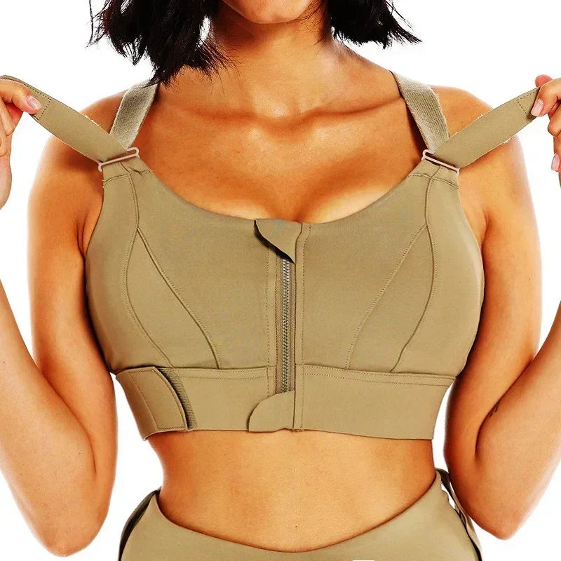 Front Zipper Women Sports Bra High Impact Underwear Fitness Yoga Tank Tops Plus Size Vest Shockproof Running Sportswear 5XL