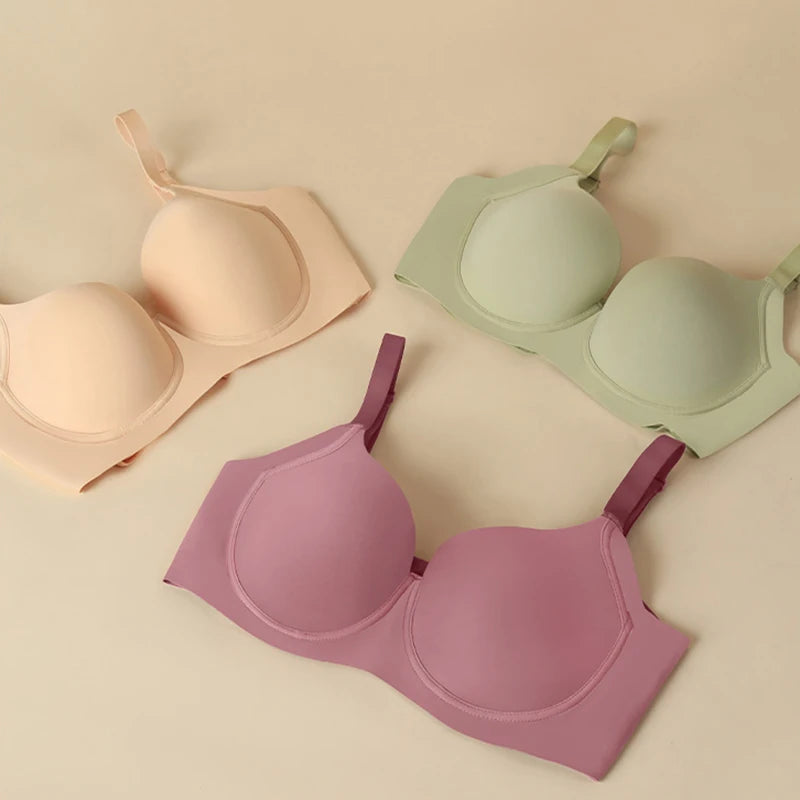 Womens Seamless T-shirt Bra Lightly Padded Contour Support Underwire Female Plus Size Adjustable Lingerie 34 36 38 40 42 C D E F