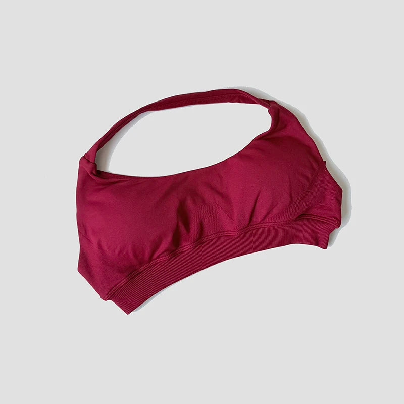 Seamless Halter Neck Strap Bra Sports Bra for Women Sexy Back Padded Yoga Top Bra Gym Crop Top
