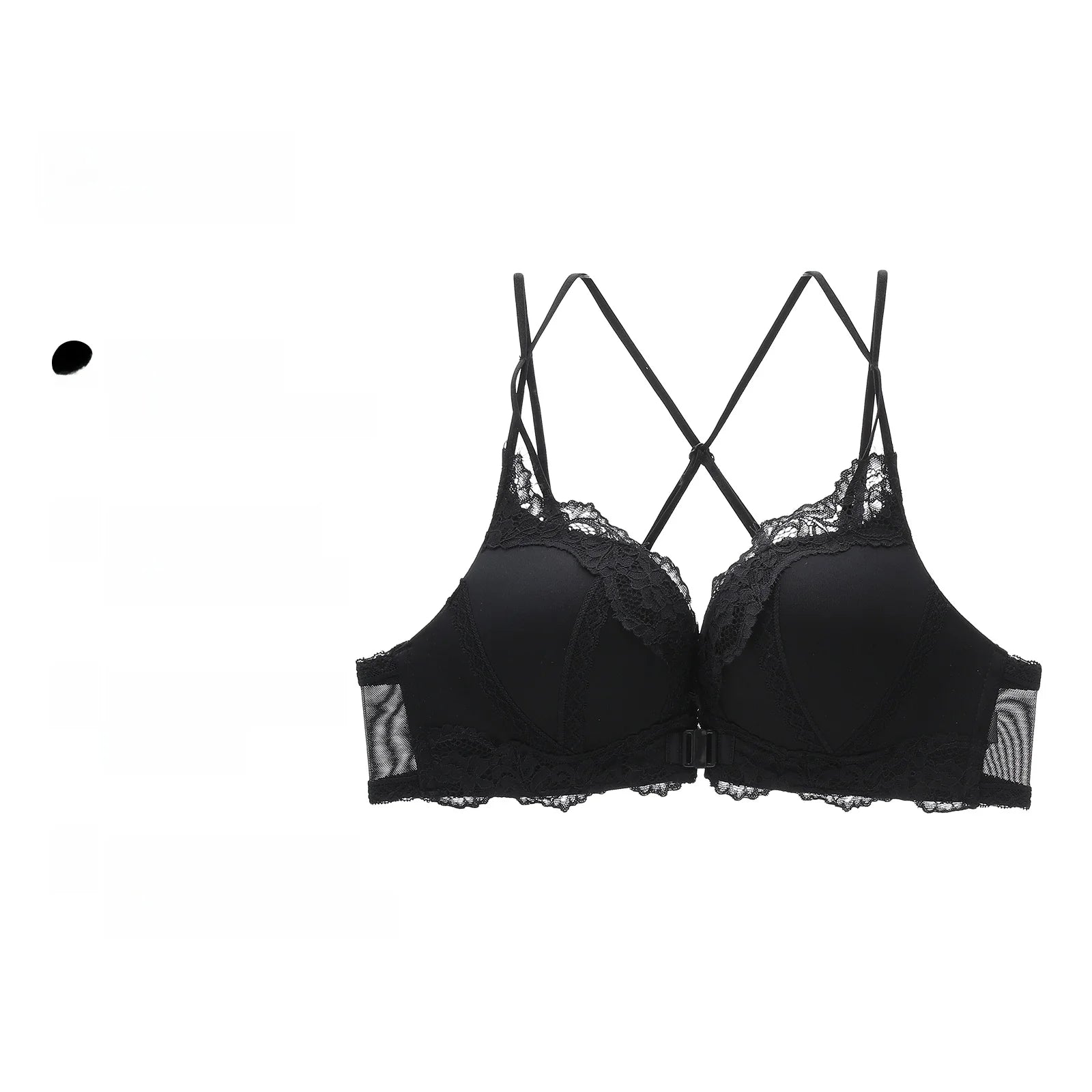 Wireless Lace Bra Set Women's Comfortable Sexy Back Design Gathered Front Clasp Underwear Nylon Material Suitable for Small B...