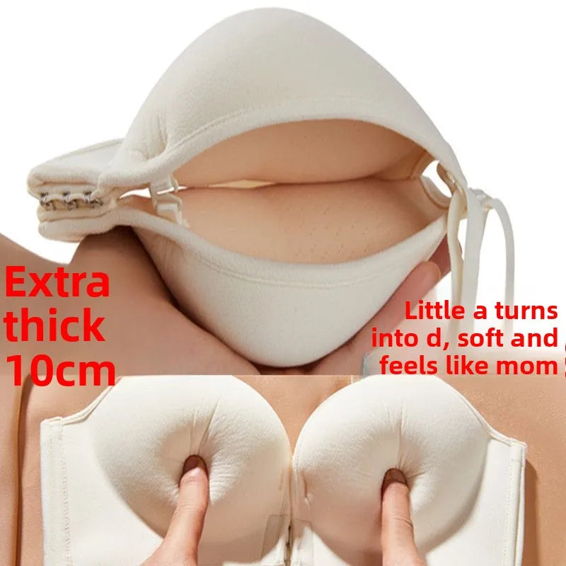 10cm Front Closure Push-Up Bra – Halter Neck for Small Chest