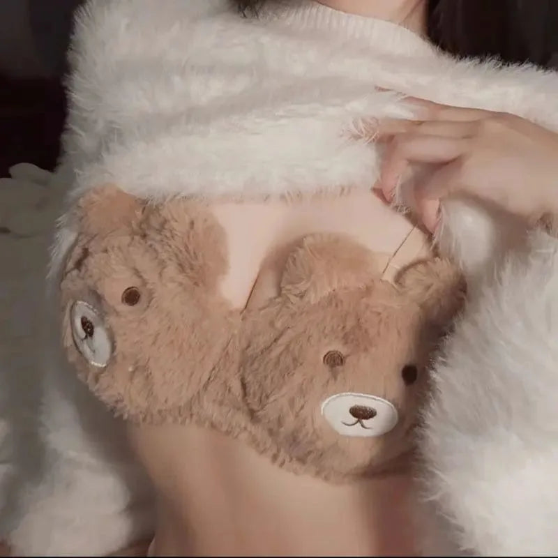 Cute Bear Japanese Lingerie Bra – Plush Cartoon Wire-Free Comfortable