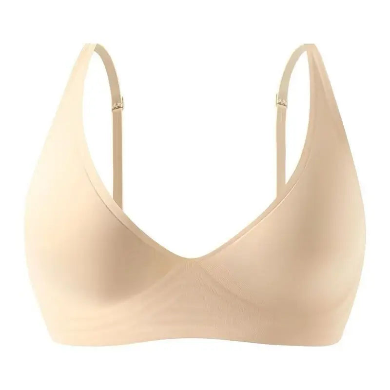 Beige bra on a white background