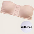 Plus Size Front Fastening Bandeau Bra – Strapless Wire-Free Padded Push-Up S–2XL