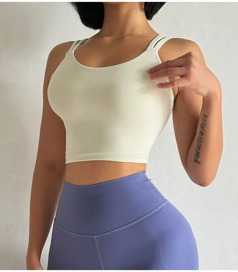 Cloud Hide Sweet Pink Sports Bra – Push-Up Yoga Crop Top Athletic Vest XS–XL