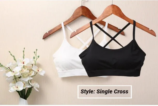 CHUANGERM Women's Seamless Sports Crop Top Wide Letter Straps Wireless Back Comfortable Yoga Fitness Workout