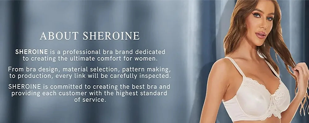 Sheroine Plus Size Lace Bra, Front Closure Full Coverage Underwire Unpadded Racerback Bra, Supportive and Comfort for Daily Wear