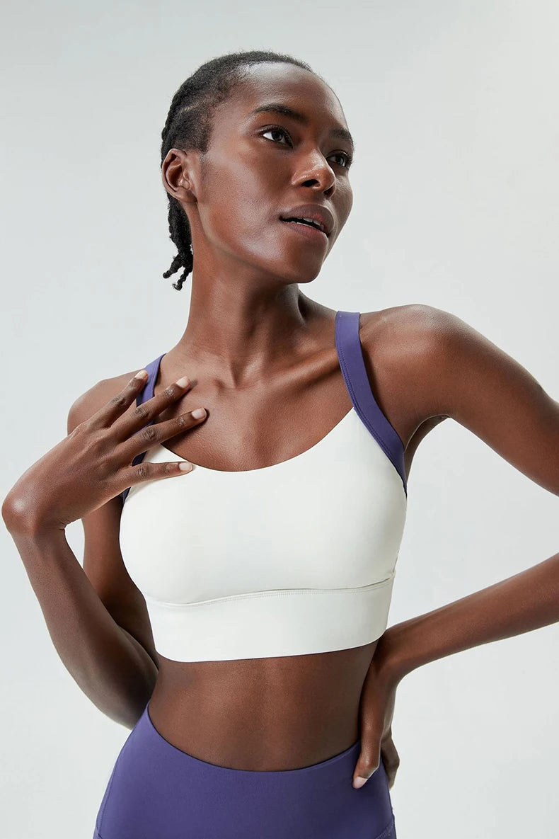 Women Fitness Yoga Bra Stretchy Soft Sexy Back Gym Crop Top Fashion Patchwork Running Top Breathable Quick Dry Sports Underwear