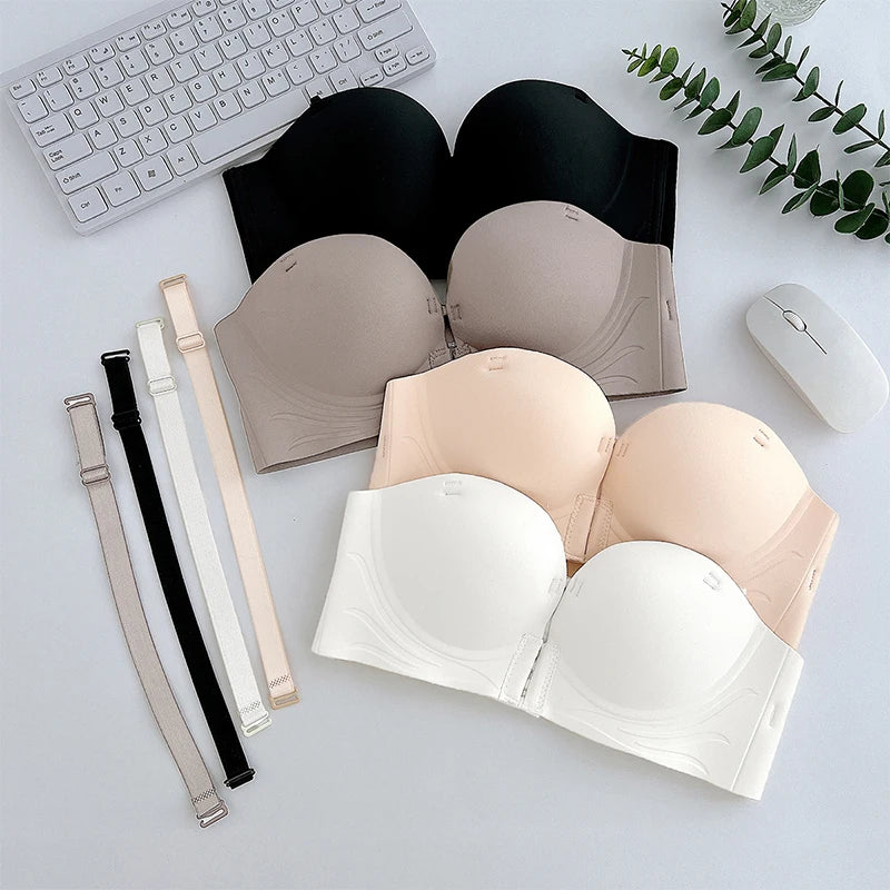 Seamless Front Closure Push-Up Bra – Wire-Free Plunge