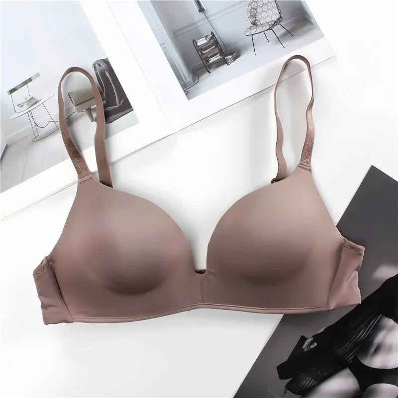 Brown bra on a white surface with a blurred background