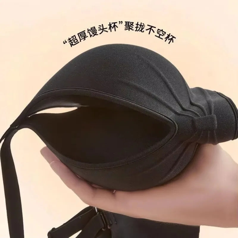 10 cm Extreme Push Up Bra Wireless Seamless T Shirt Bra for AA A Cup Ultra Thick Padded Anti Sagging Side Smoothing Gathers Lift