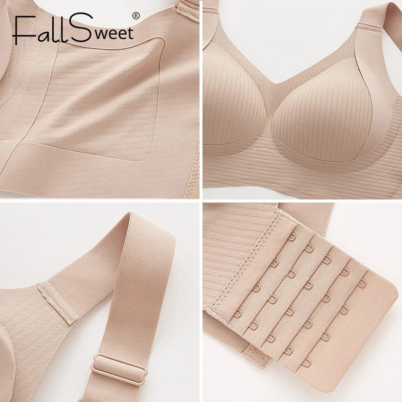 FallSweet 4PCS/set Wireless Push Up Bras for Women Seamless Large Size Bralette Underwear Comfort Breathable Invisible Lingerie