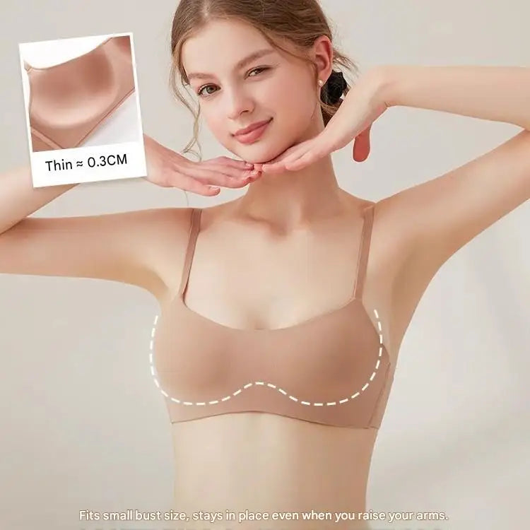 Nude Seamless Invisible Bra for Small Bust – Wireless Half Cup No-Show T-Shirt