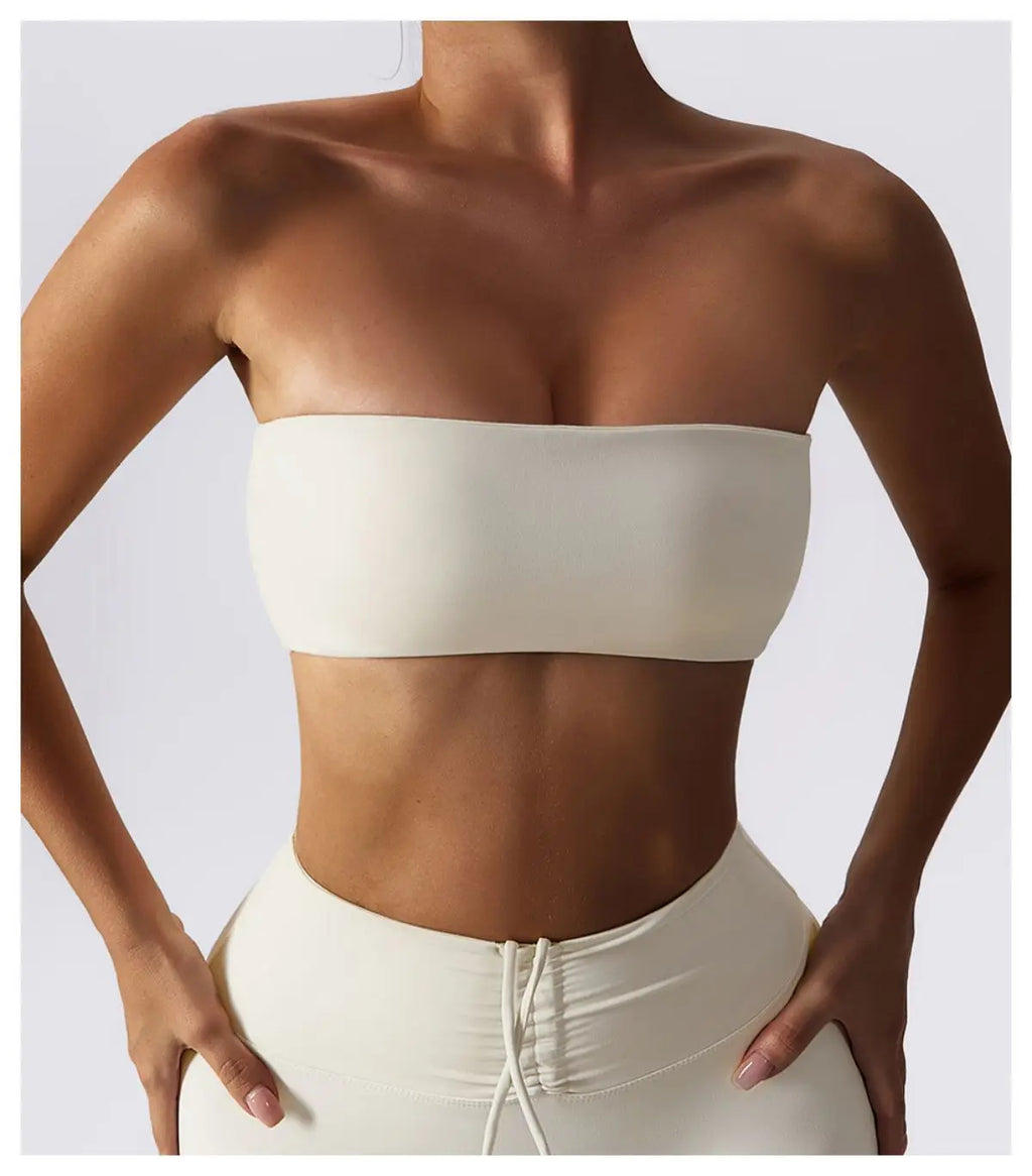 Strapless Sports Bra Tube Top – Quick-Dry Yoga Chest Wrap Workout S–XL