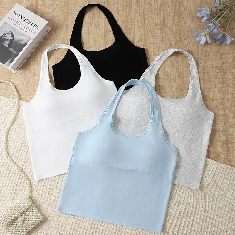 1pcs Kid Camisole Modal Girl Sexy Hanging Neck Tank Top Student Comfort Vest Children Soft Undershirt Sport Underwear With Pads