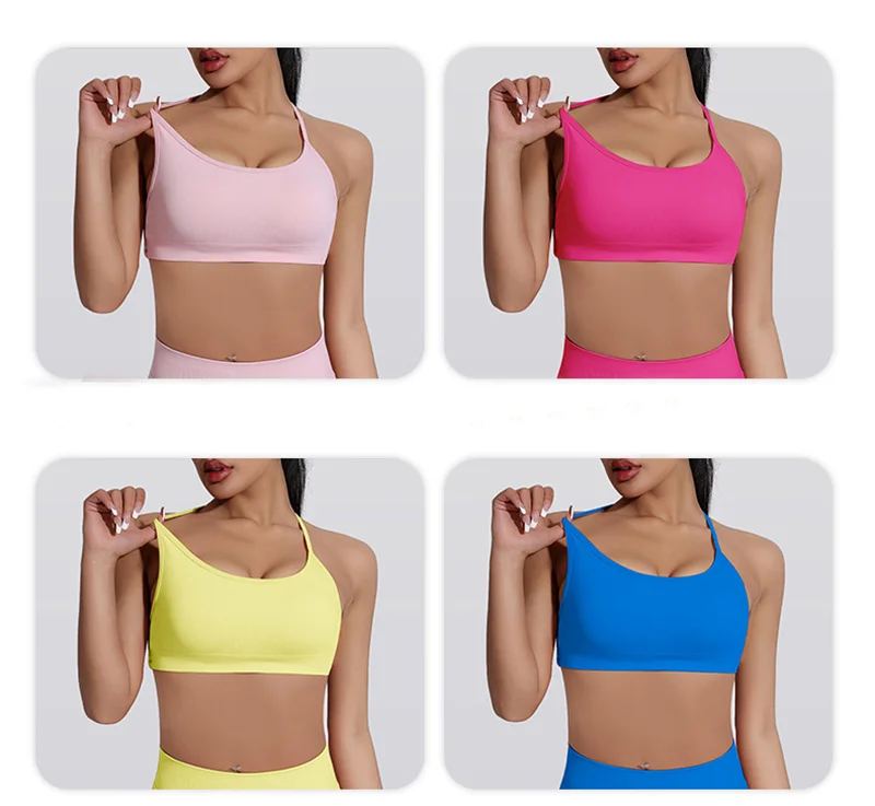 WAREBALL Backless Sports Bra Women Seamless Yoga Top Bra Padded Gym Crop Top Stretchy Breathable Fitness Sports Top