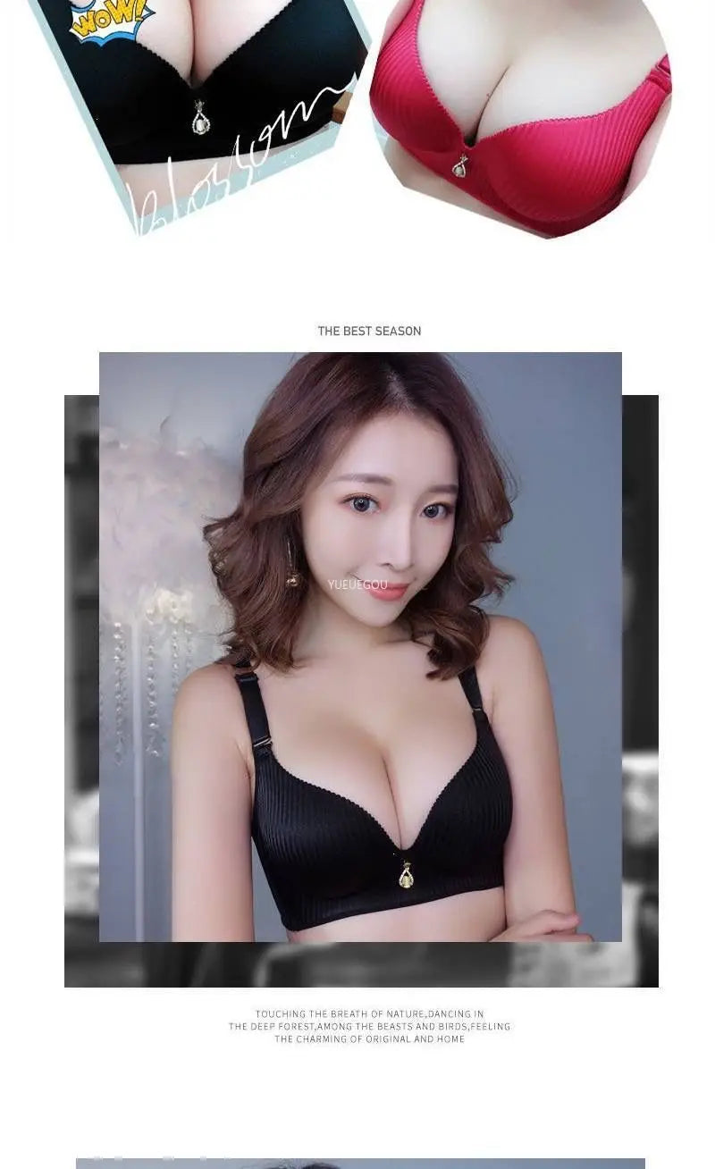 Women's 8CM Extreme Push Up Bra Wireless Side Smoothing Lift Enhance for Small Flat Chest Seamless Breathable Comfort AA A B Cup