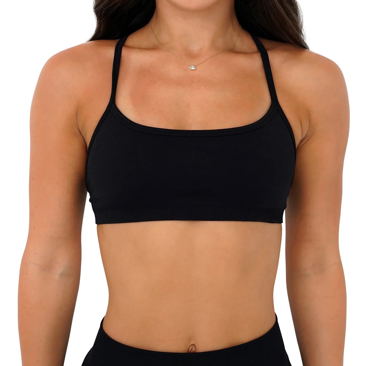 Seamless Yoga Sports Bra – 3-Way Convertible Strap Removable Pads