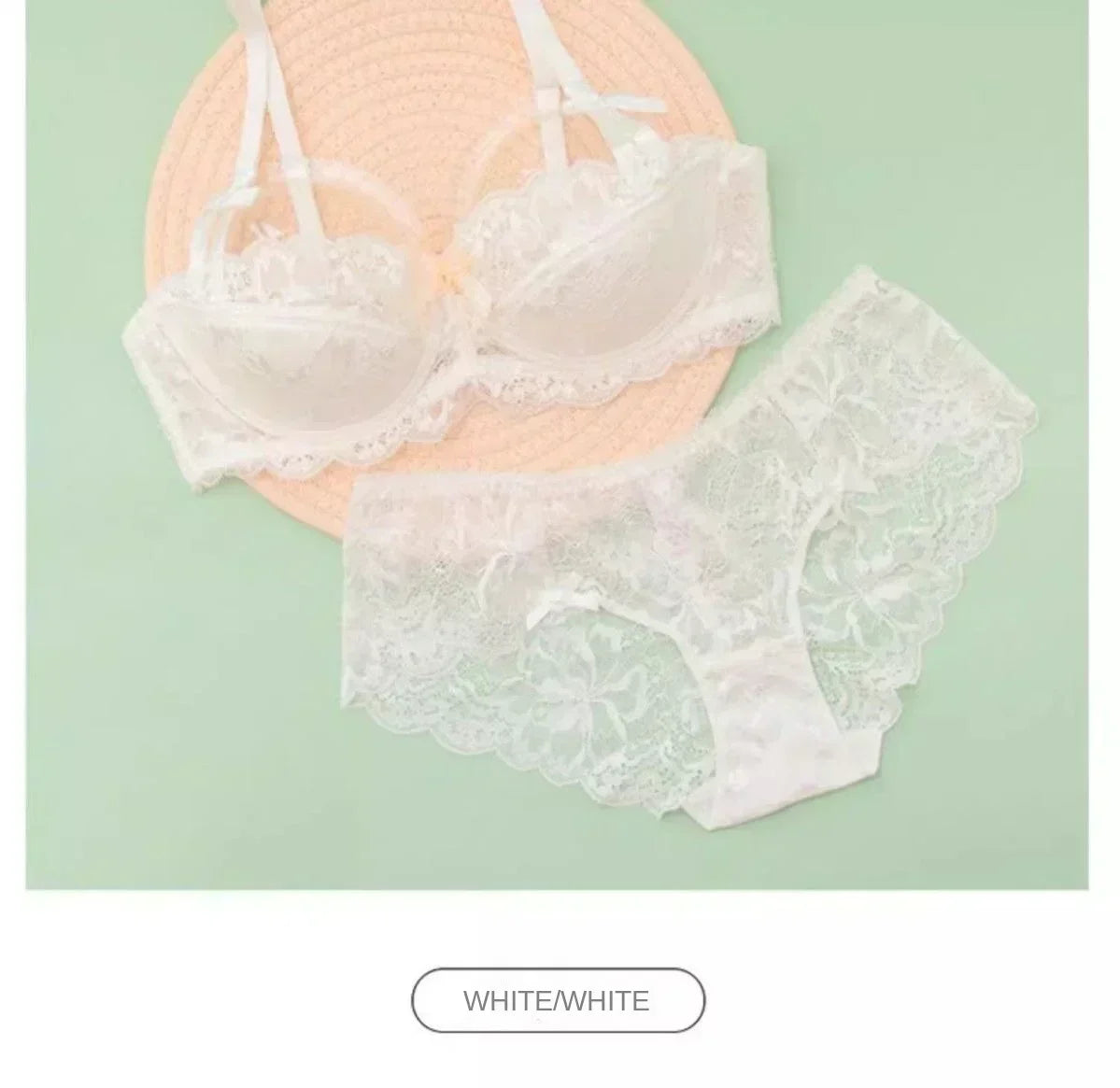 MOYISU French Romantic Lace Bra & Underwear Set – Push-Up 3/4 Cup