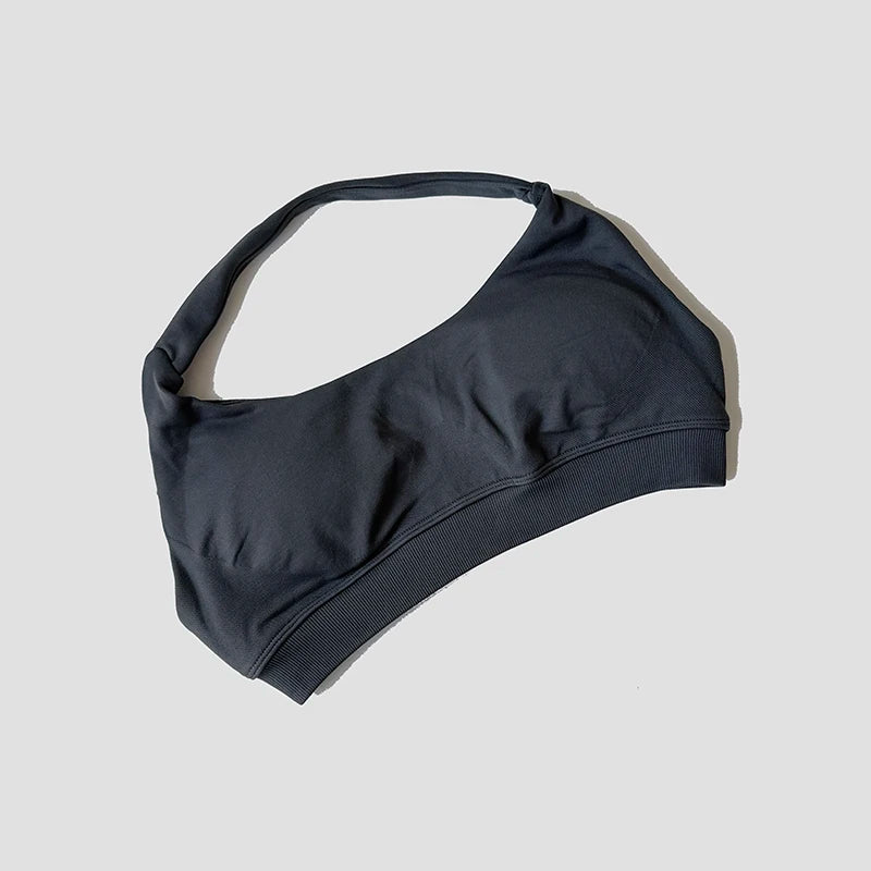 Seamless Halter Neck Strap Bra Sports Bra for Women Sexy Back Padded Yoga Top Bra Gym Crop Top