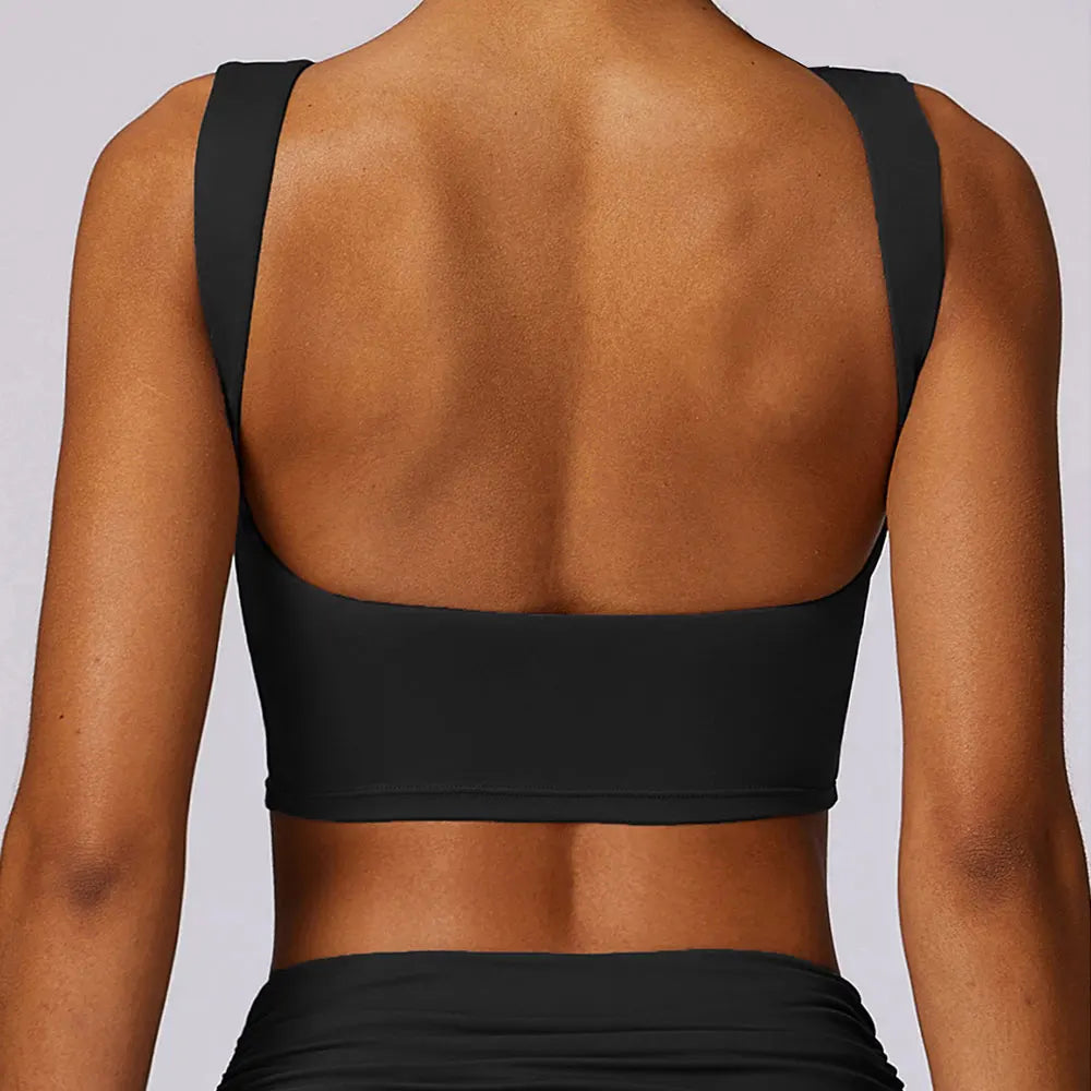 High Strength Sports Bra Shockproof Crop Top Anti-sweat Fitness Top Women Yoga Bra Backless Push Up Sport Top Gym Workout Top