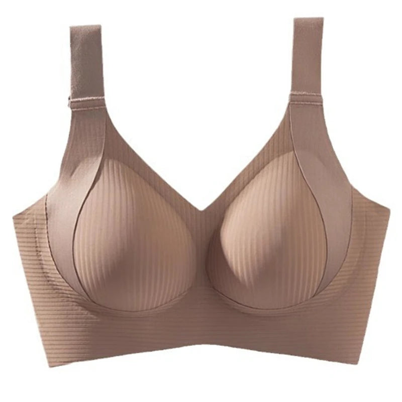 Beige bra on a white background