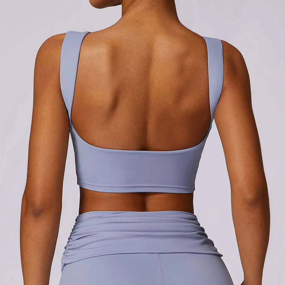 High Strength Sports Bra Shockproof Crop Top Anti-sweat Fitness Top Women Yoga Bra Backless Push Up Sport Top Gym Workout Top