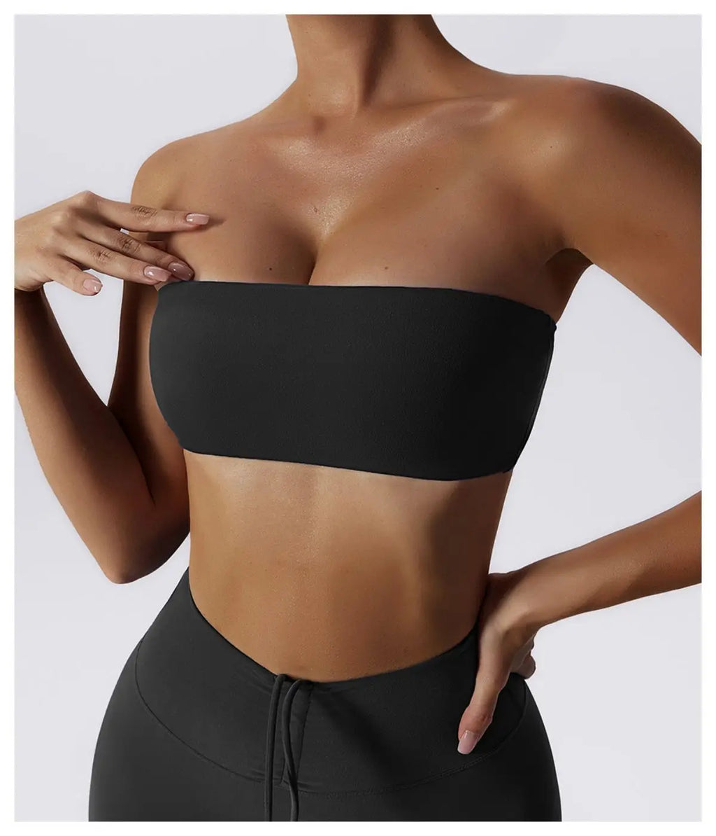 Strapless Sports Bra Tube Top – Quick-Dry Yoga Chest Wrap Workout S–XL