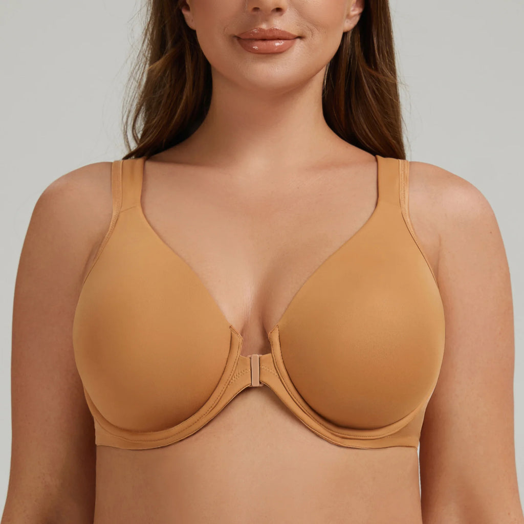 MELENECA Women's Plus Size Front Closure Bras Unlined Underwire Back Support Posture Bra