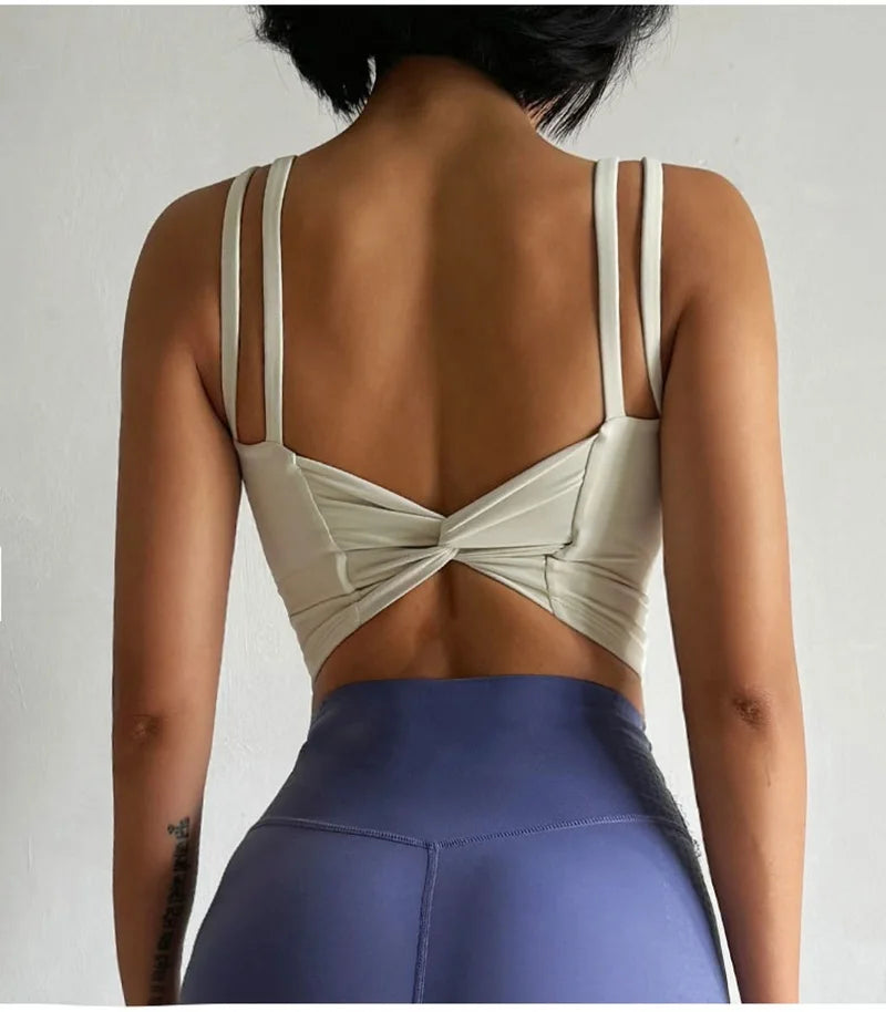 Cloud Hide Sweet Pink Sports Bra – Push-Up Yoga Crop Top Athletic Vest XS–XL