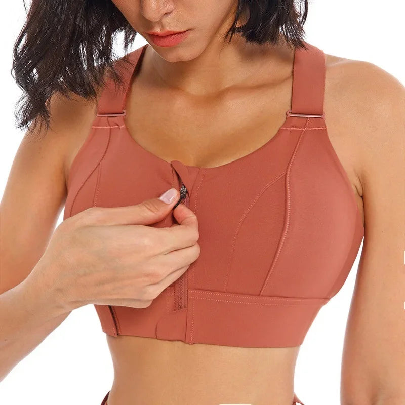 Front Zipper Women Sports Bra High Impact Underwear Fitness Yoga Tank Tops Plus Size Vest Shockproof Running Sportswear 5XL