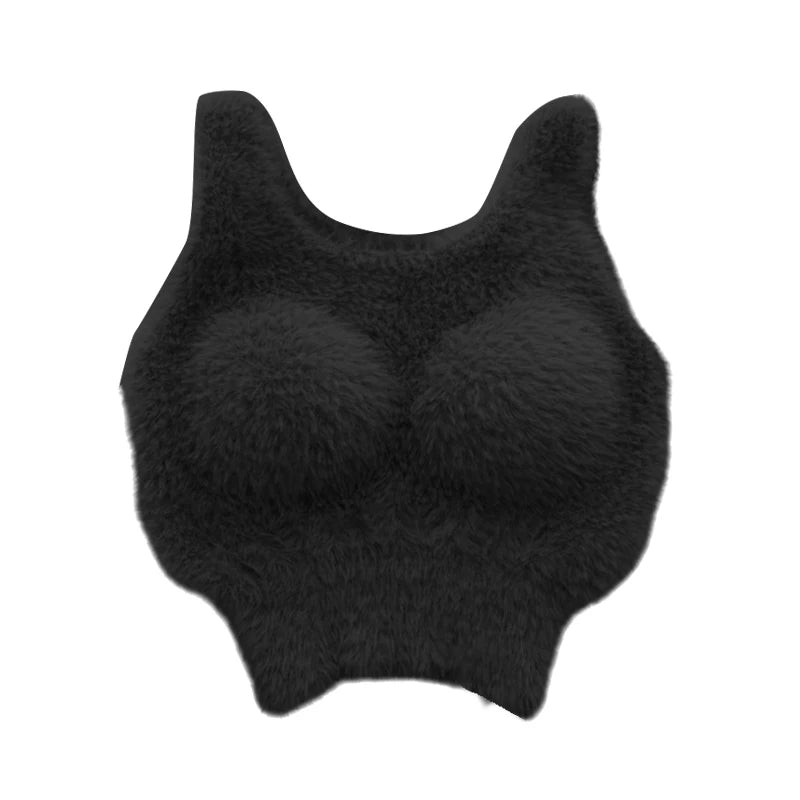 Plush Fleece Thermal Camisole – Built-In Bra Pad Warm Wool Tank Top