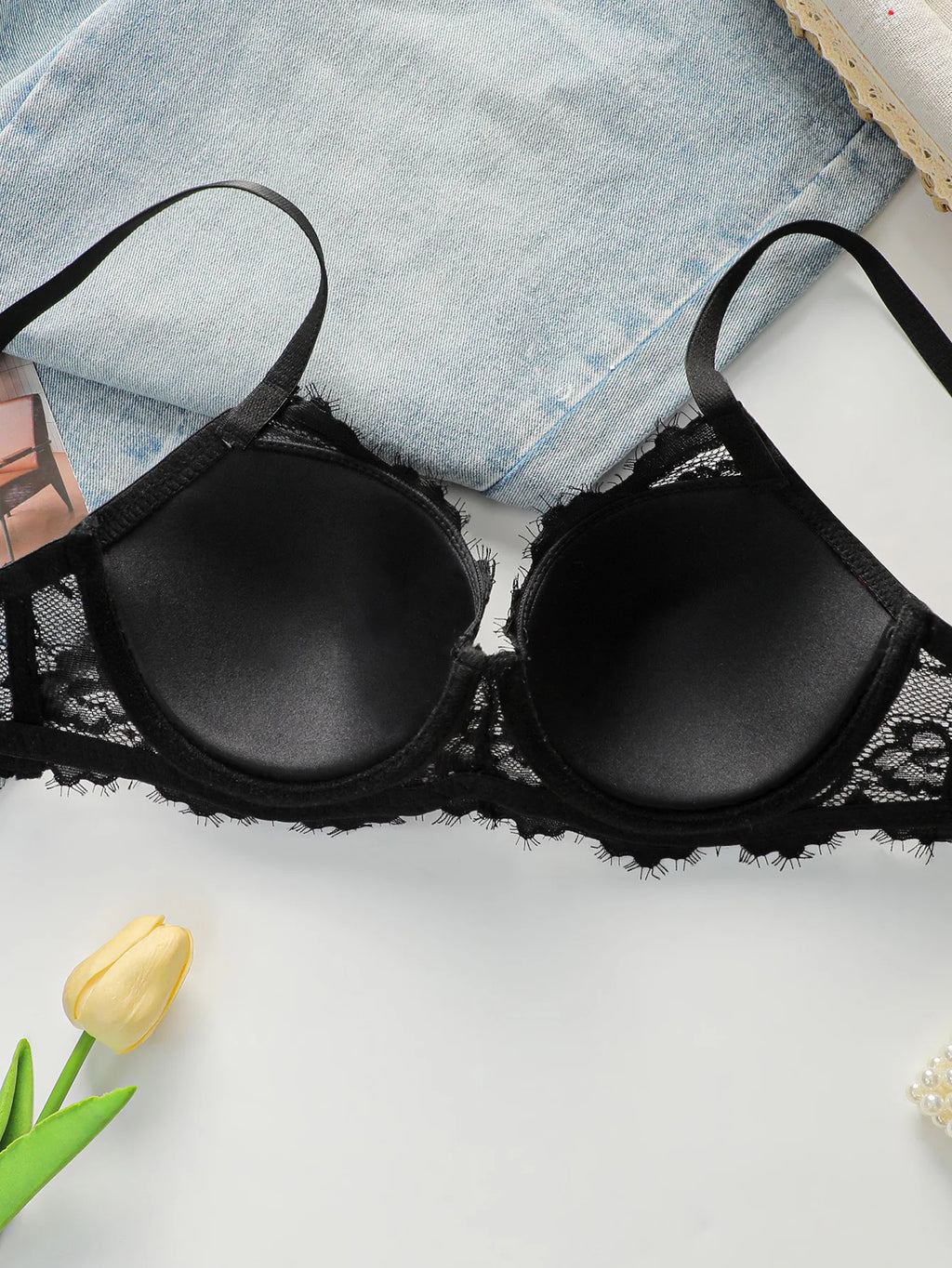 Sexy Heart Print Lace Push Up Bra Underwire Padded  T-shirt Bras For Women Comfort Lift Breathable Lingerie 70B-85B Viomisha