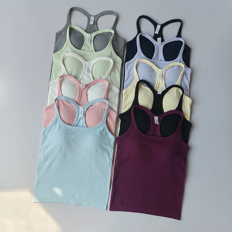 Sports Vest Anti-shock Quick-drying Running Underwear with Chest Pad Fitness Girl Stretch I-shaped Suspender Yoga Bras Clothing