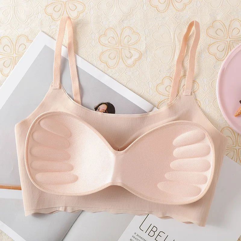 Ice Silk Wave Hem Seamless Bra – Wire-Free Invisible T-Shirt Bralette S–XXL