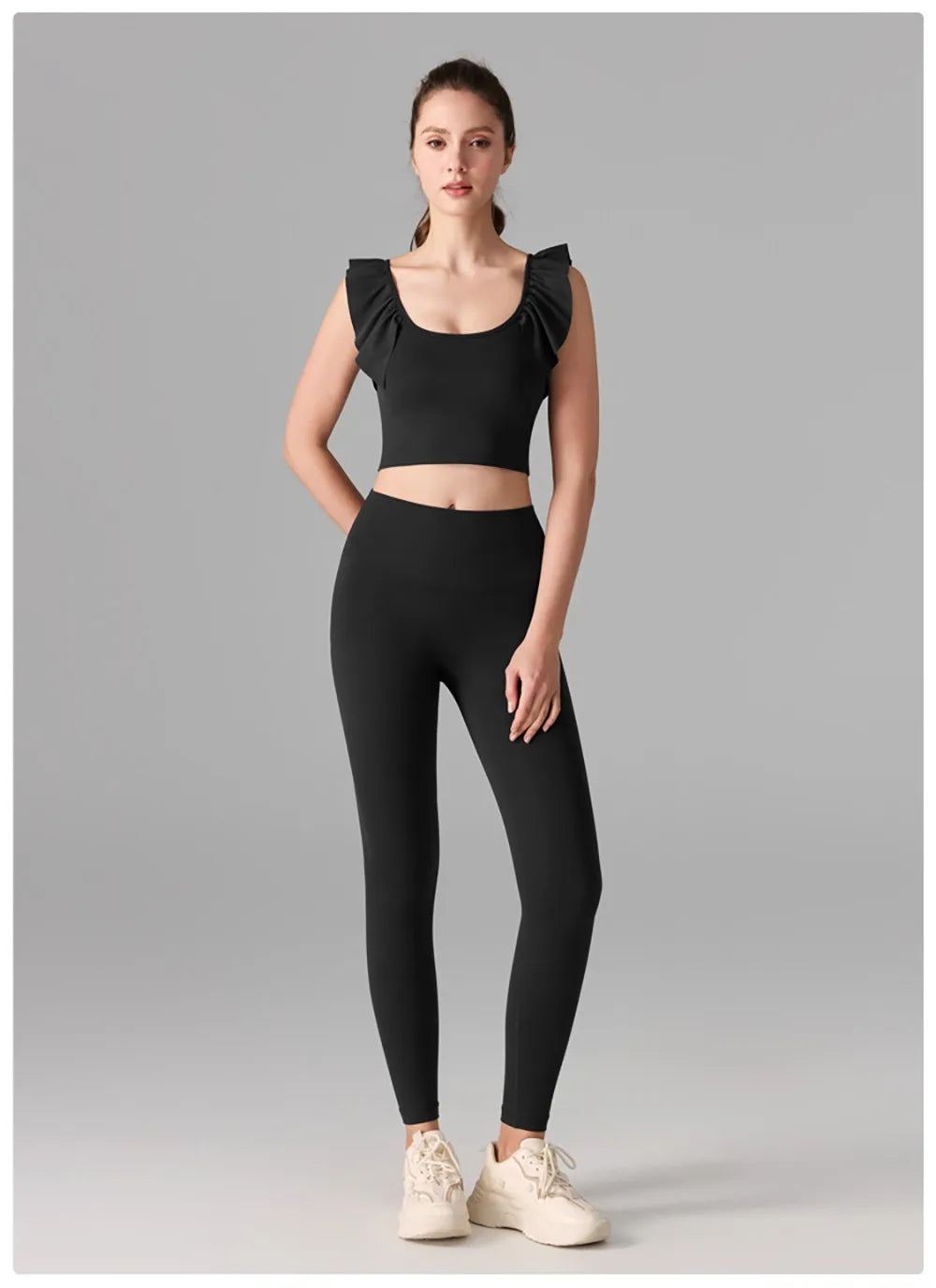 Women's Yoga Activewear Fixed-Cup Sports Bra Short Sleeve T-Shirt Lace Cami Top – Slimming Fitness Outfit for Gym, Pilates Yoga