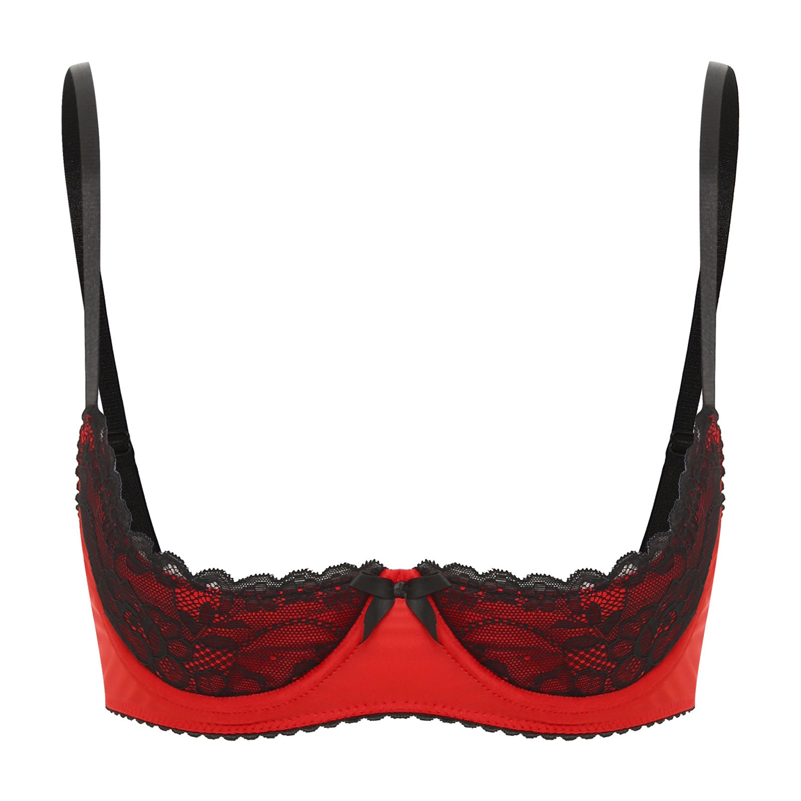 Sexy Lace Bra Women's Lingerie Underwire Half Cup Push Up Brassiere Hot Bra Underwear Bare Exposed Breast Underwire Brassiere