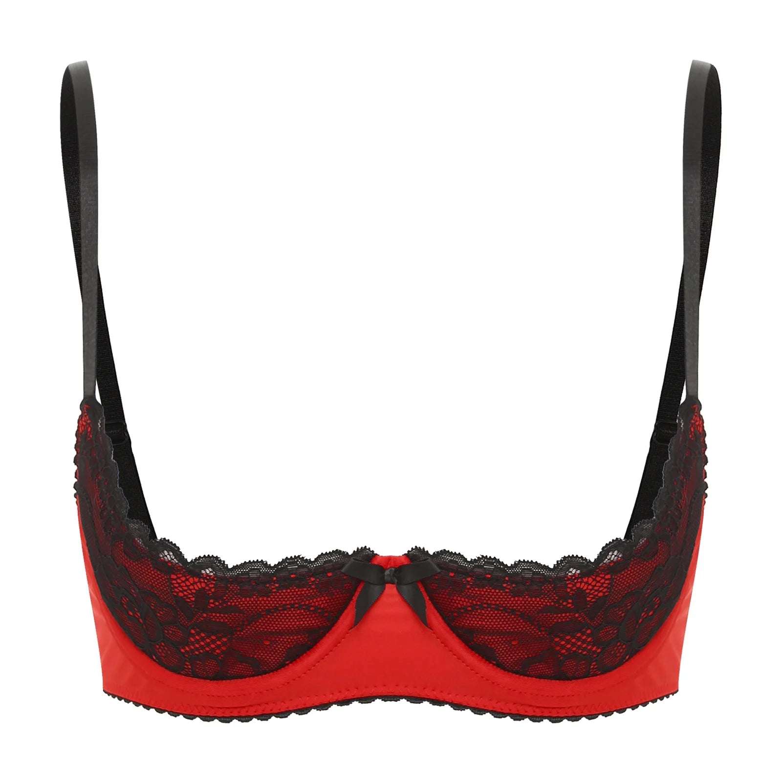 Women Sexy Open Cups Bra Tops Exposed Nipples Balconette Lingerie Contrast Lace Push Up Underwire Brassiere Underwear Nightwear