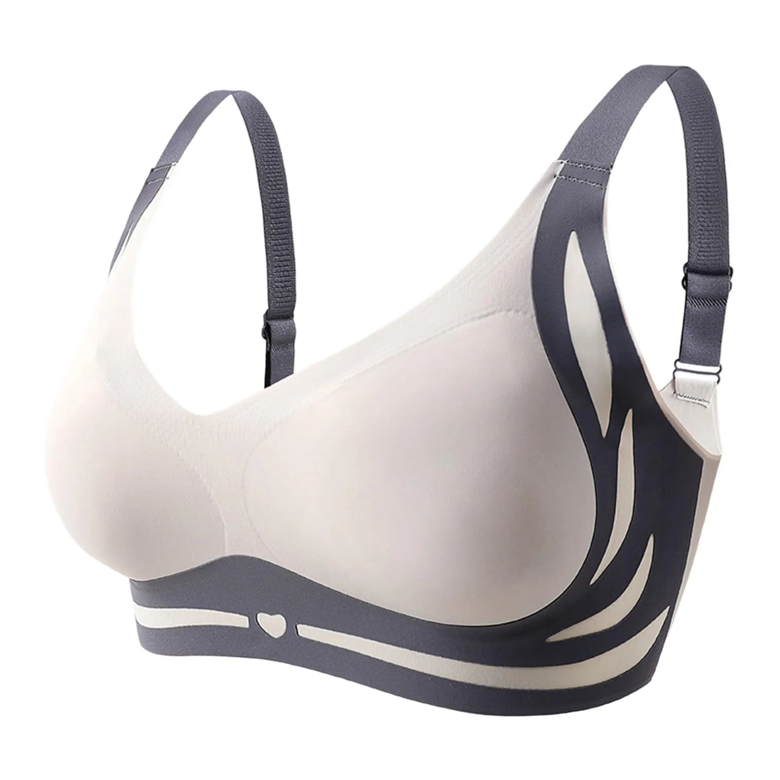 Adjustable V-Neck Wireless Push-Up Bra – Anti-Sagging Cotton Half Cup 34–44