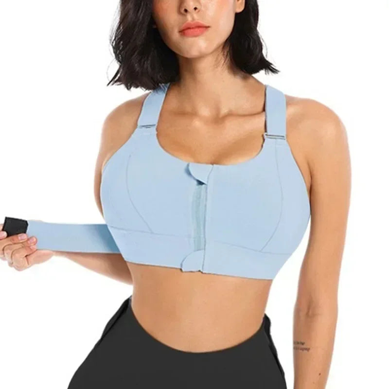 Front Zipper Women Sports Bra High Impact Underwear Fitness Yoga Tank Tops Plus Size Vest Shockproof Running Sportswear 5XL
