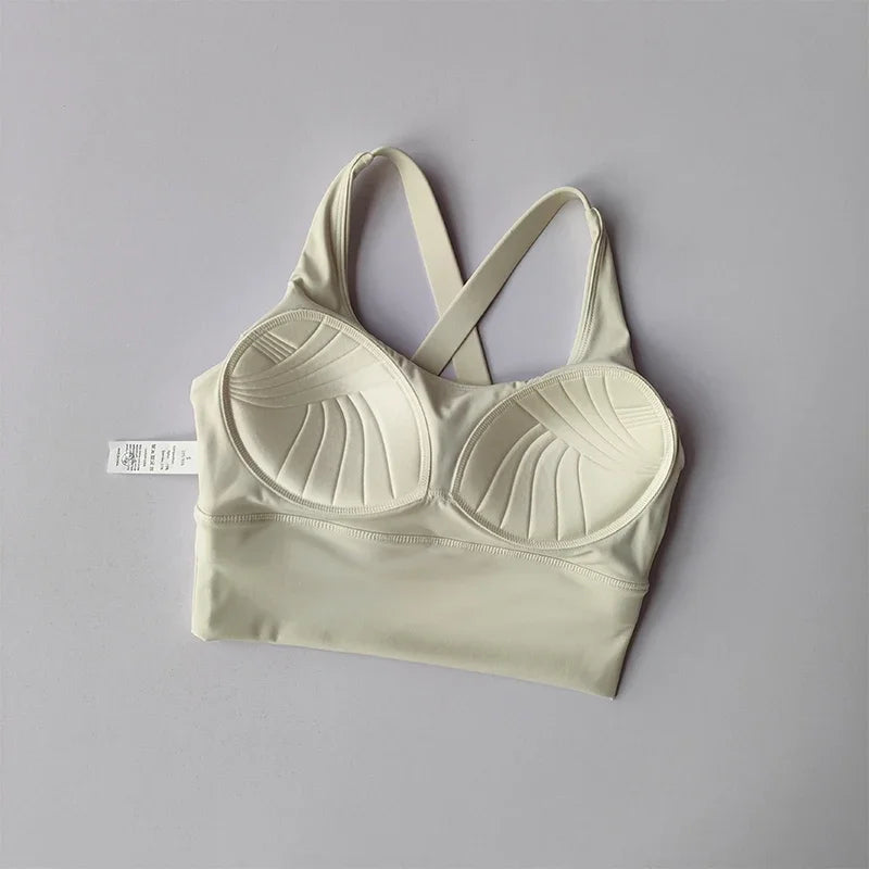Beige bra on a gray background