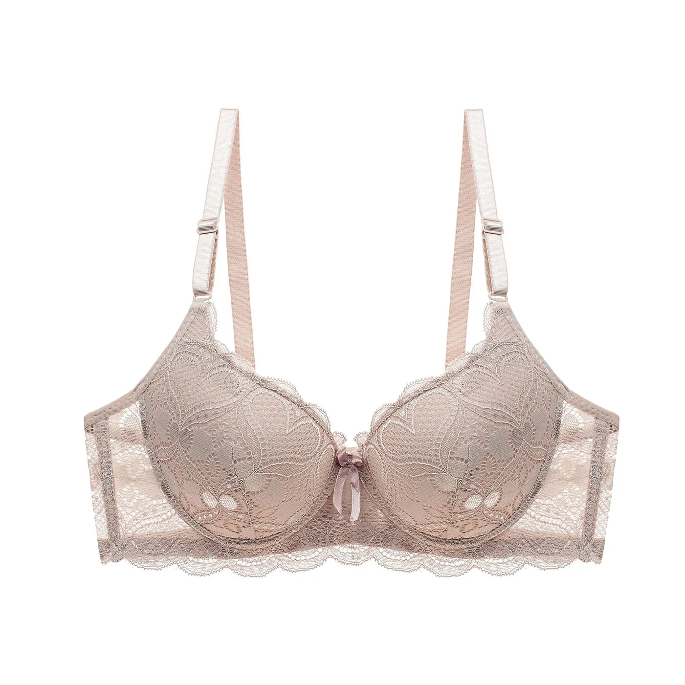 Thick Padded Push-Up Plunge Bra – Lace 3/4 Cup Underwire