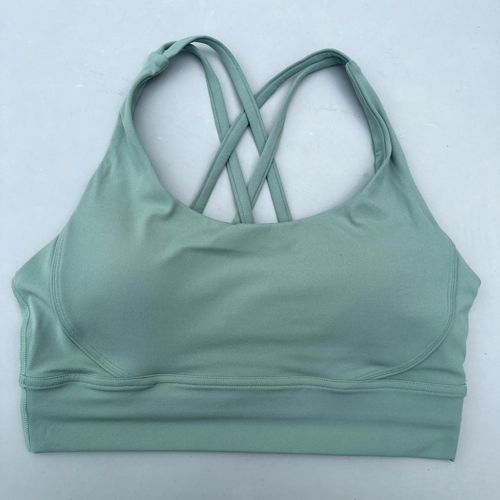 Cross Back Sports Bra Vest – High Support Shockproof Padded Gym Top