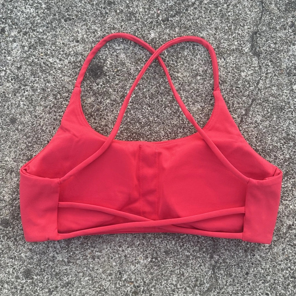 Cross Back Hollow Yoga Sports Bra – Push-Up Chest Pad Fitness Gym Top