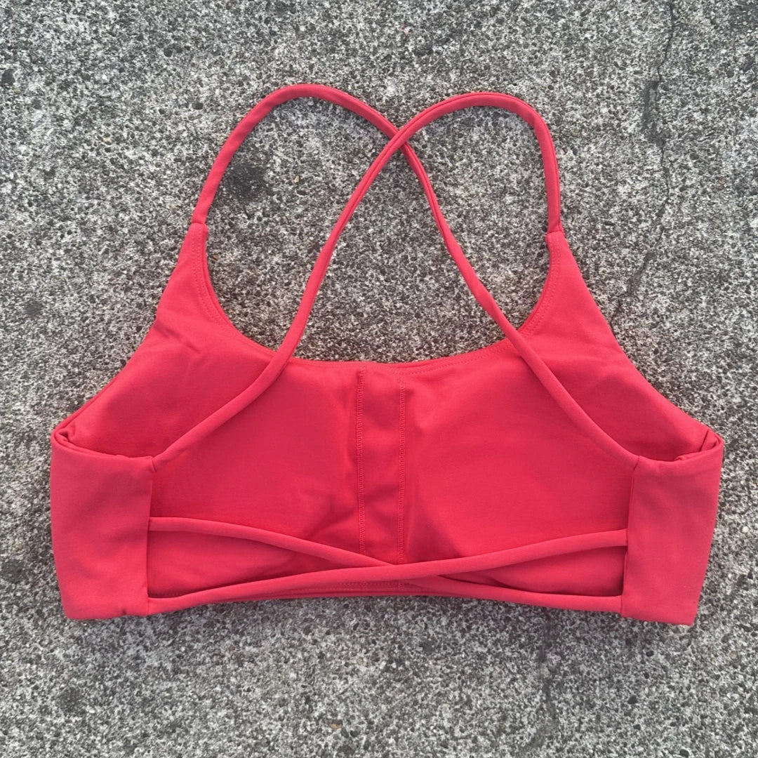 Cross Back Hollow Yoga Sports Bra – Push-Up Chest Pad Fitness Gym Top