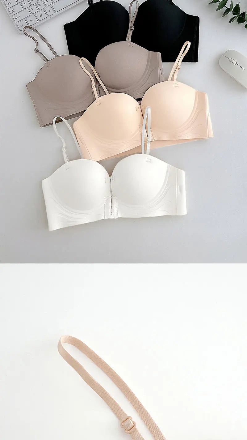 Seamless Front Closure Push-Up Bra – Wire-Free Plunge