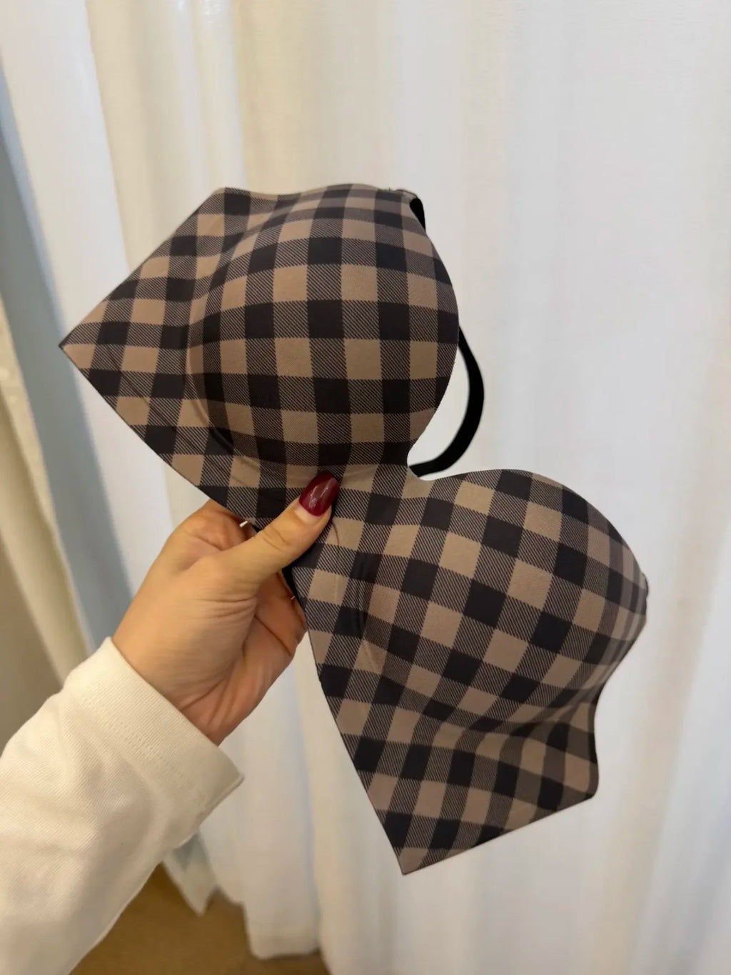 Sexy Seamless Push-Up Bra for Women Wireless with Soft Support Lift & Anti-Sagging Side Support for Armpit Fat Plaid Pattern