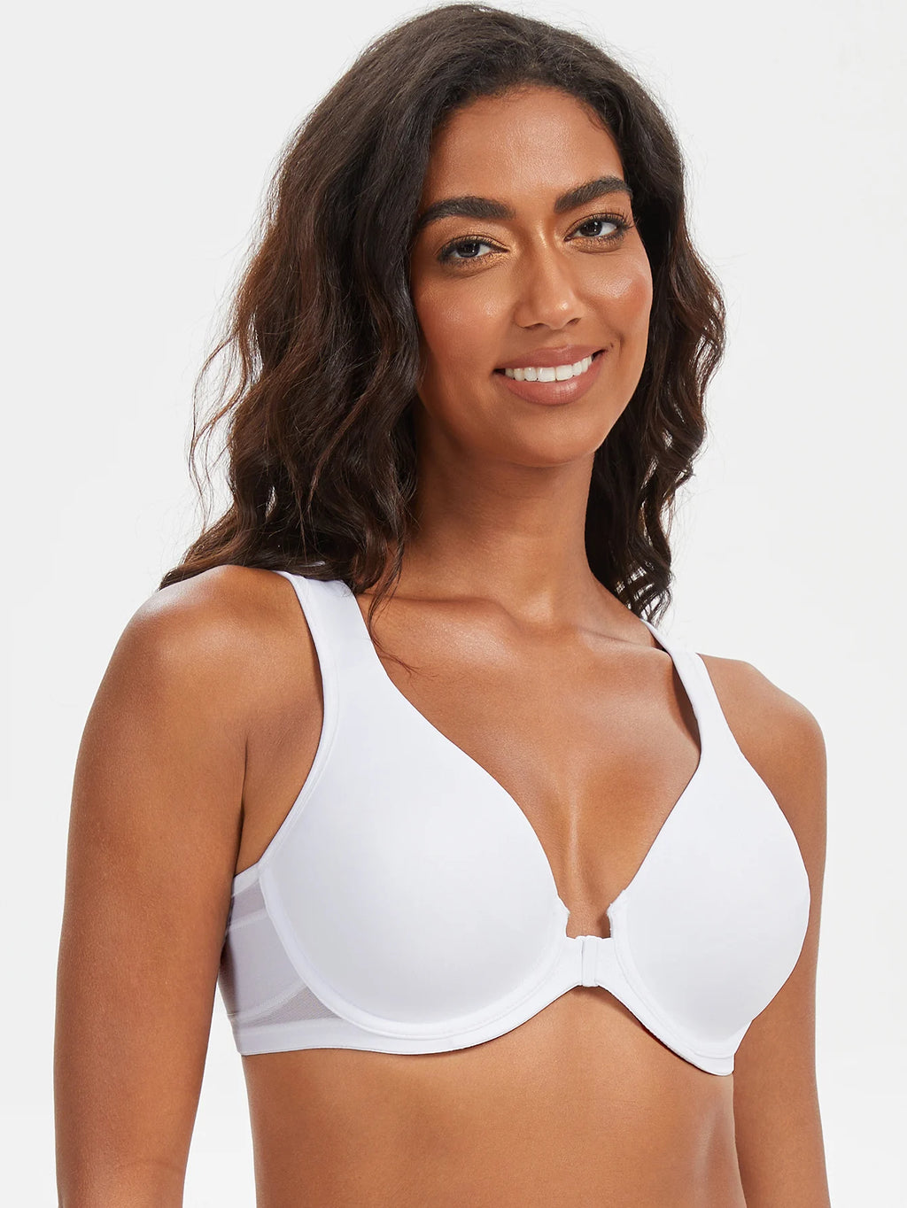 MELENECA Women's Plus Size Front Closure Bras Unlined Underwire Back Support Posture Bra